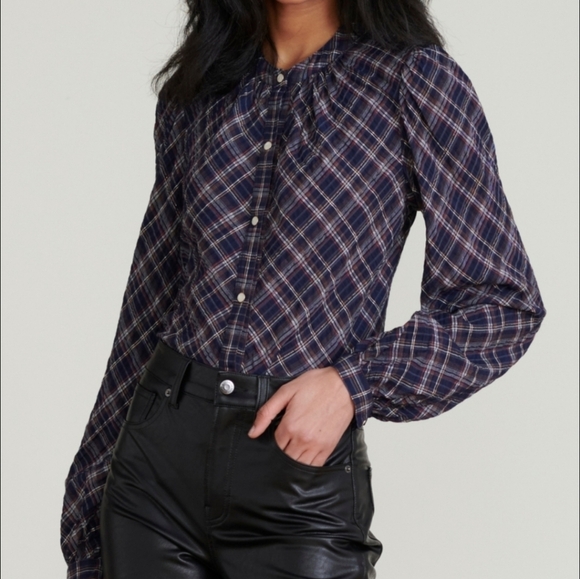 Veronica Beard Tops - Veronica Beard Ashlynn Blouse In Multicolor Blue Plaid Size 4